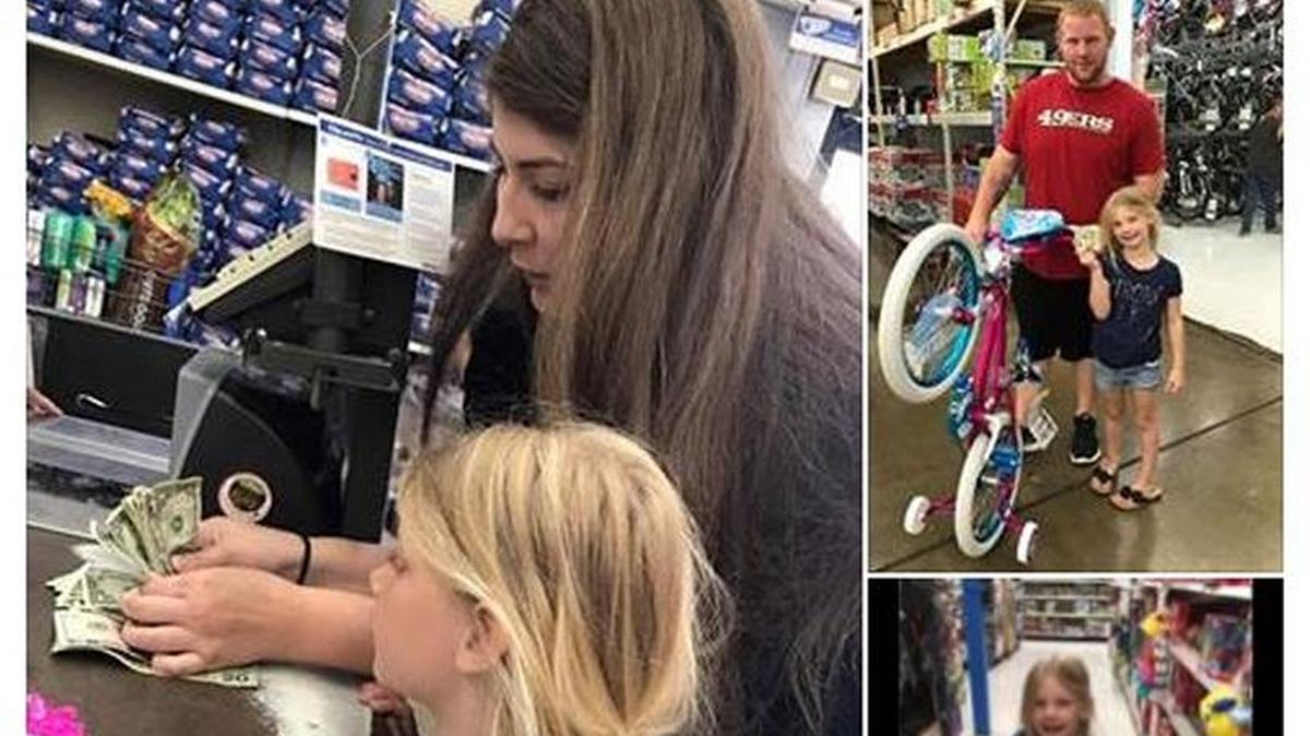 Gabby Dehaas’ 5-year-old daughter, Autumn, buys herself a bike with money she earned from selling lemonade at a stand in her driveway.