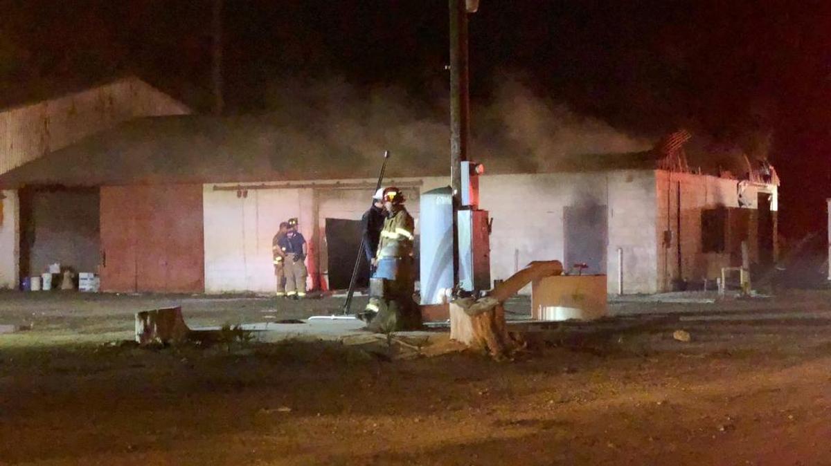 A storage building that housed farm equipment for Russel Harris Farms was damaged Monday, Jan. 15, 2018 after a fire broke out, said Amado Gomez, manager of the farm.