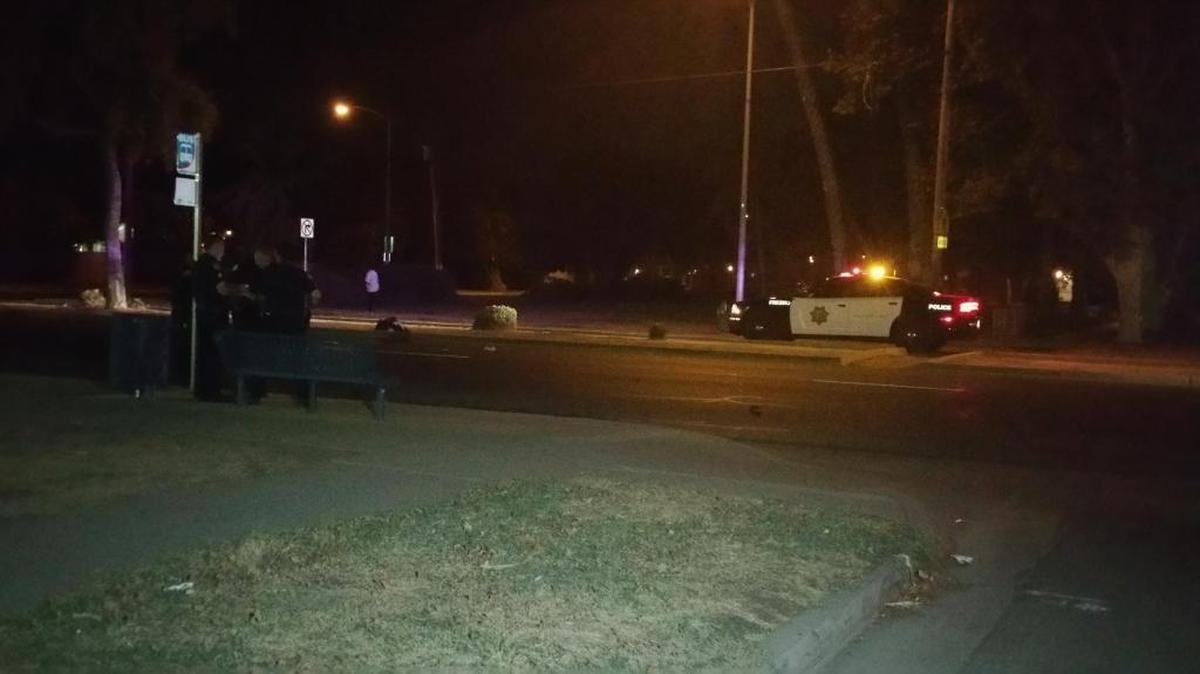 Police shut down a section of Fresno Street near Kearney Boulevard while they investigated an accident where a vehicle hit a man with a bike on Wednesday, Sept. 28, 2016.