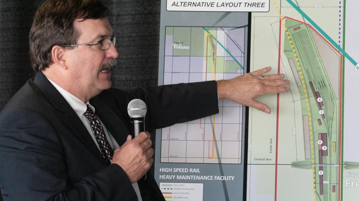 Martin Dietz, an architect with Darden Architects, gives a presentation in 2010 about the proposed High Speed Rail Heavy Maintenance Facility.