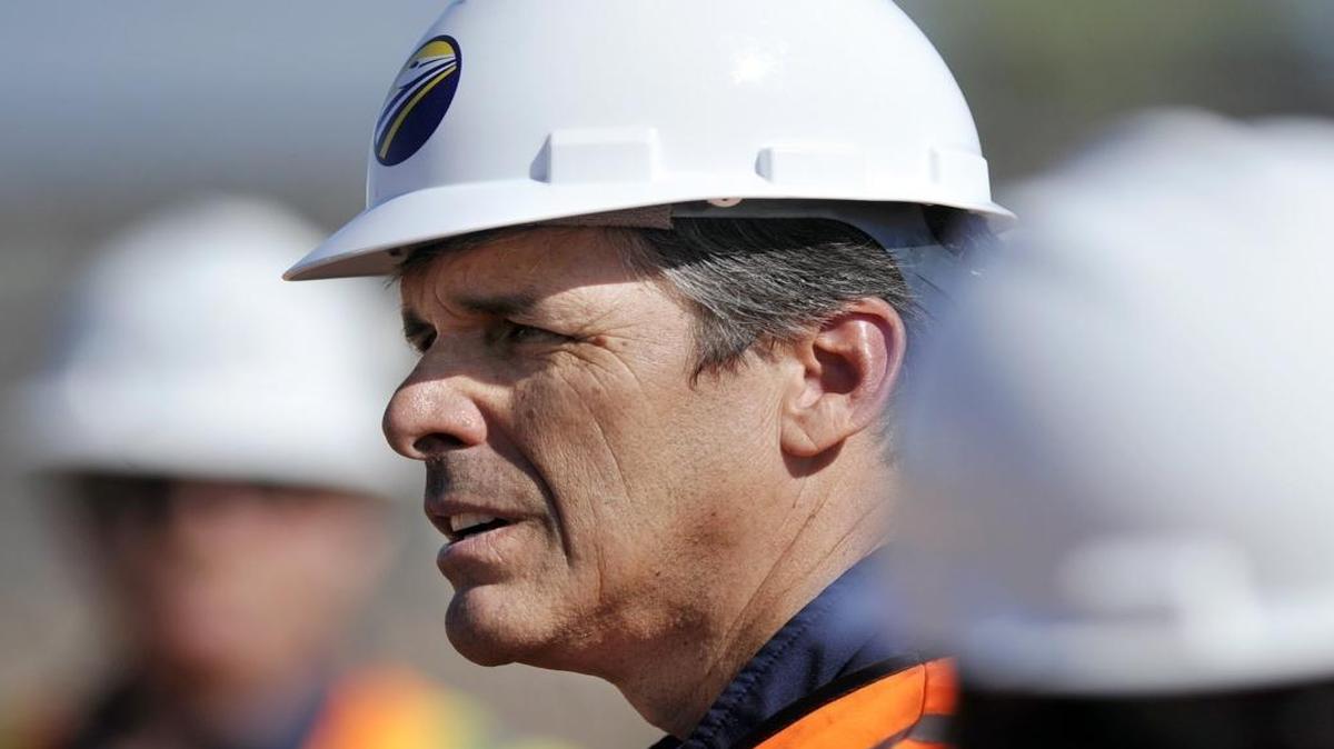 California High Speed Rail Authority CEO Jeff Morales, center, speaks to media before a tour of the Fresno River Viaduct construction site in Madera in this 2015 photo.