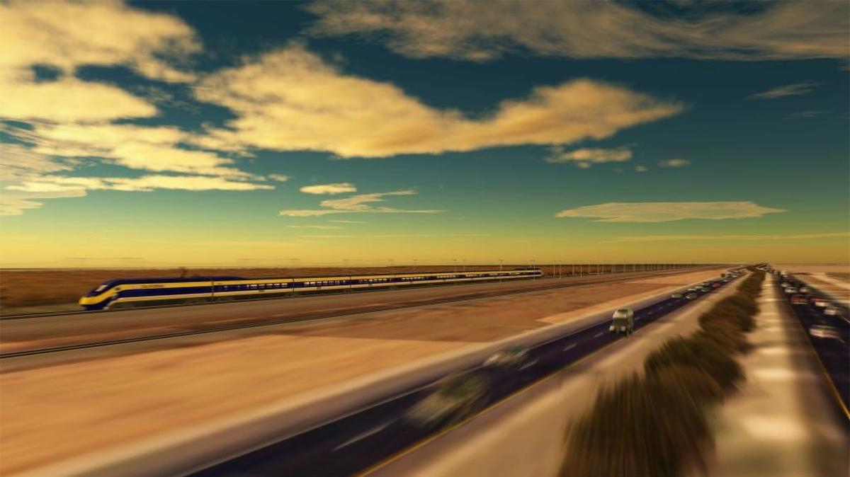 An artist’s rendering depicts a high-speed train running through a rural portion of the central San Joaquin Valley. As of mid-October, the California High-Speed Rail Authority reported this week, the agency had successfully acquired 344 of the 689 parcels it needs for its first construction section from Madera through the city of Fresno and made them available to the contractor for work. Of the 543 parcels needed in Construction Package 2, the authority has completed deals for 86.