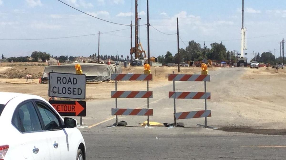 American Avenue south of Fresno remains closed between Cedar and Maple avenues for construction of a high-speed rail overpass.