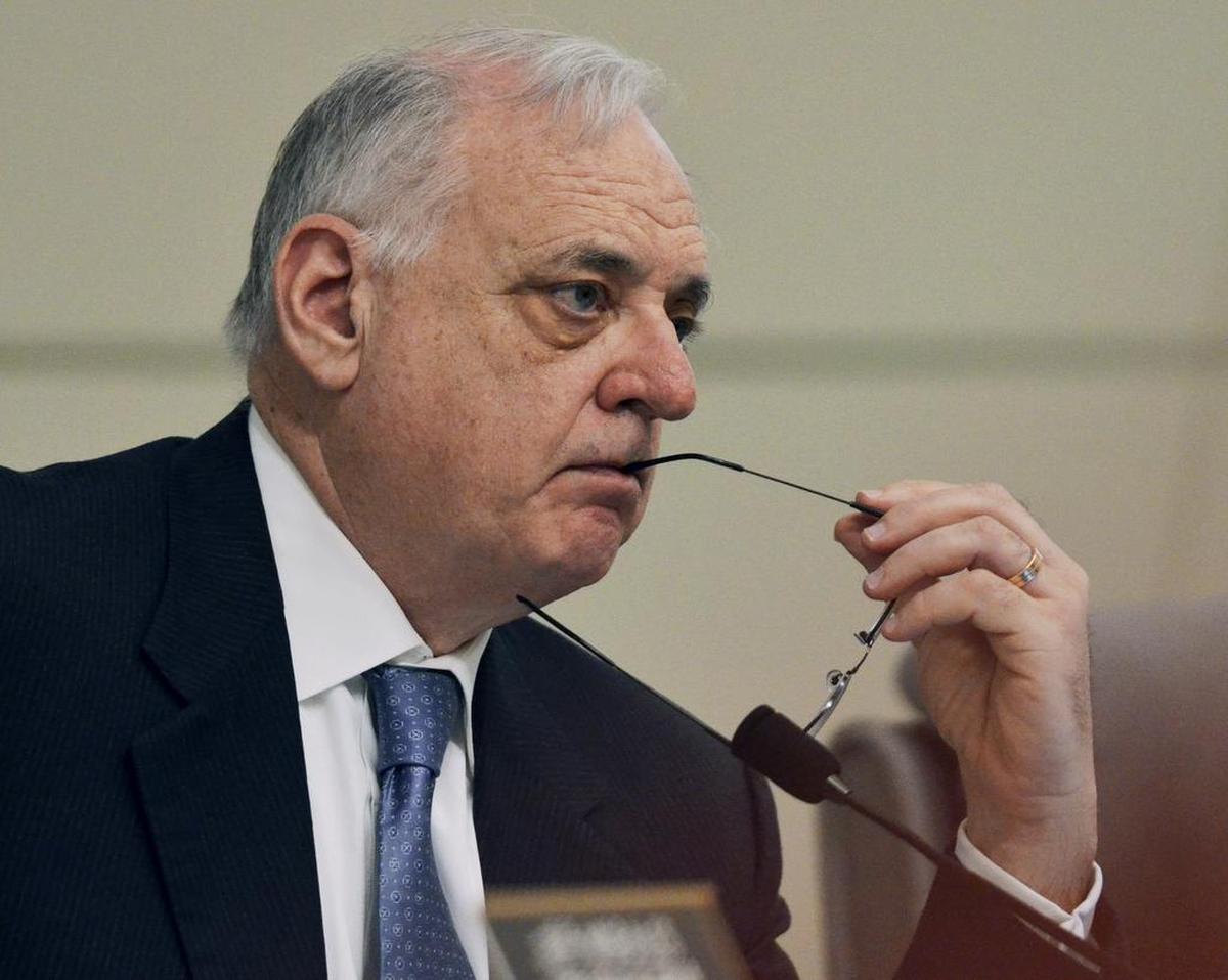 California High-Speed Rail Authority board chairman Dan Richard listens to a speaker during a 2013 hearing in Fresno.