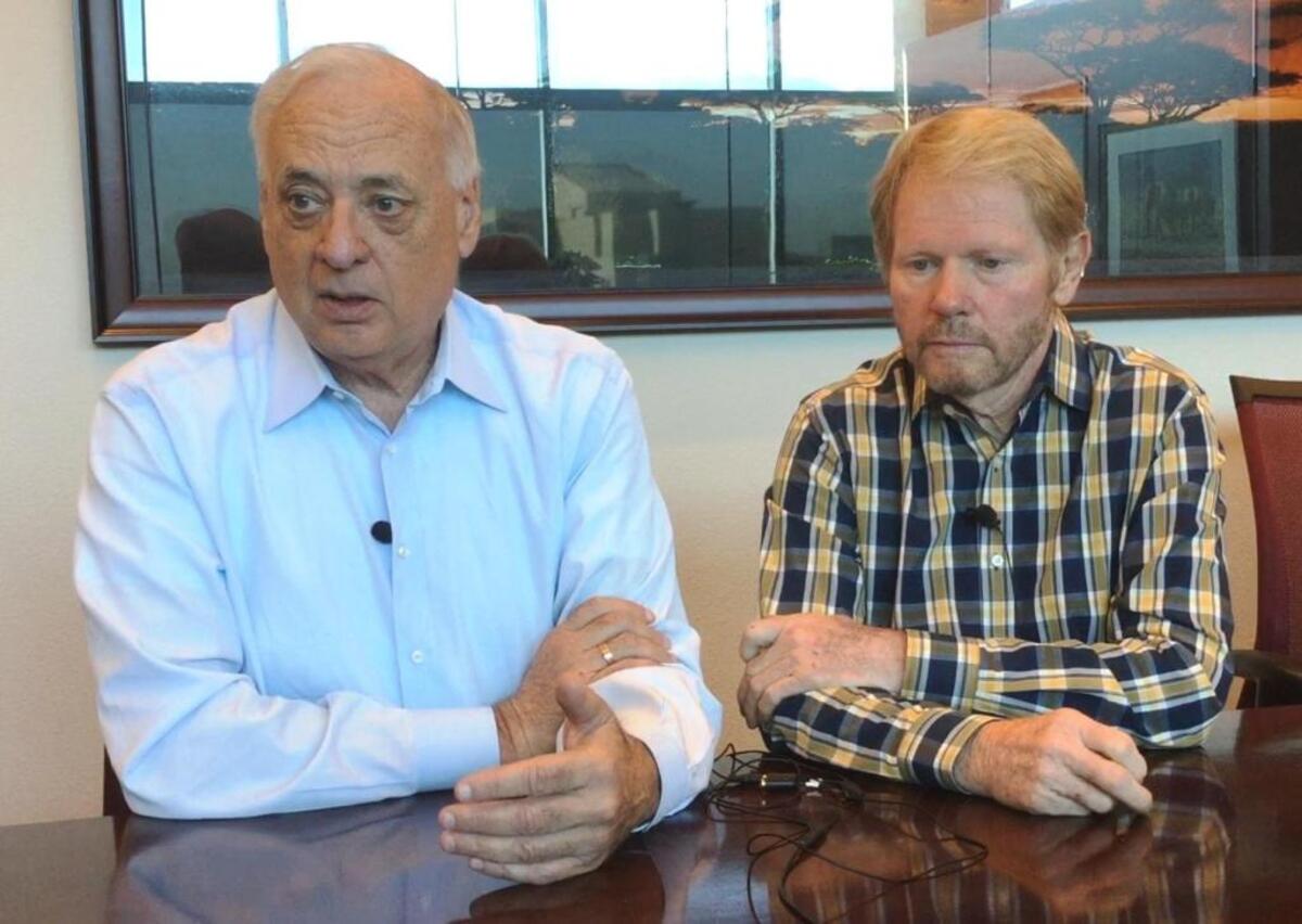 California High-Speed Rail Authority board chairman Dan Richard, left, and vice chairman Tom Richards discuss challenges of scheduling, financing and litigation that have confronted the state’s bullet-train program for years.