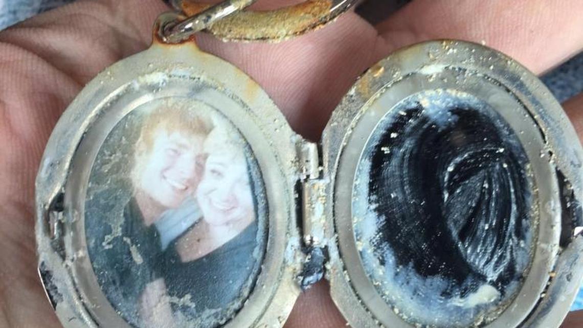 A locket found at the bottom of the ocean in the Bahamas had this picture and southern Fresno County coordinates etched on the outside.