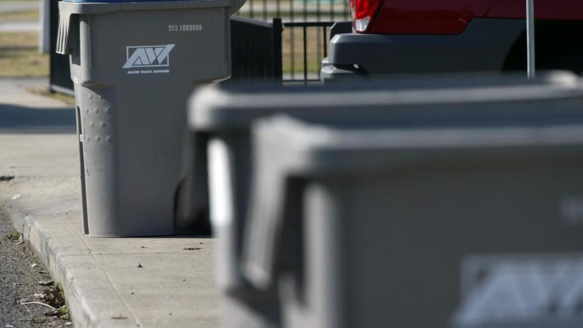 
Recycle and regular trash cans line Norris Drive in the Mayfair area of Fresno.The City Council Thursday decided such cans do not have to be hidden from public view, just out of rights-of-way.
