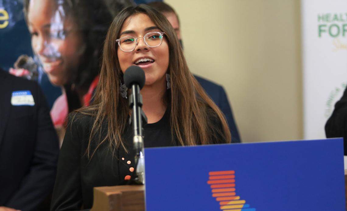UC Merced graduate Beatriz Hernandez is an undocumented Latina without DACA. She is now a fellow at the California Immigrant Policy Center. She spoke at the Sierra Vista clinic on Tuesday morning, July 27, 2021 in Fresno, CA.