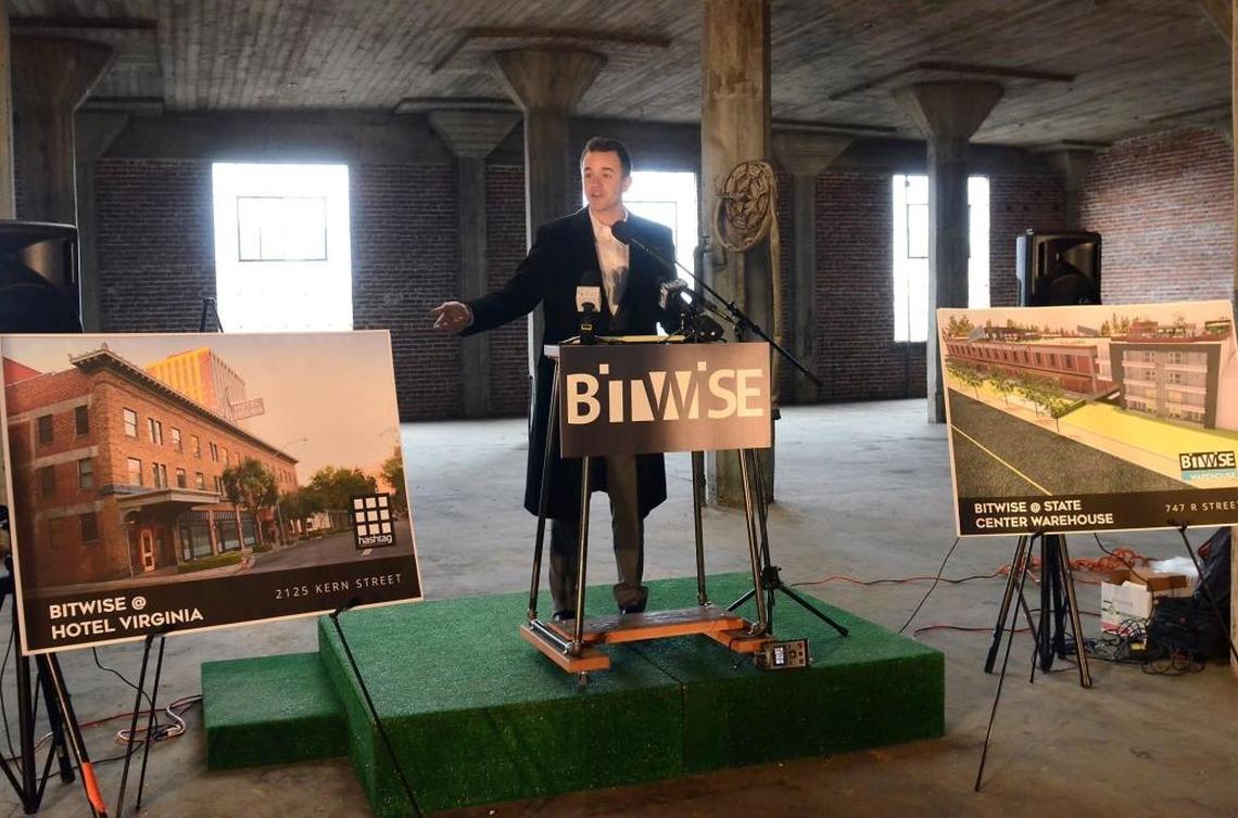 Bitwise co-founder Jake Soberal in January 2017 speaks inside the 1918 State Center Warehouse at 747 R St. in downtown Fresno where Bitwise Industries announced the next step in its growth as a campus for local technology companies.