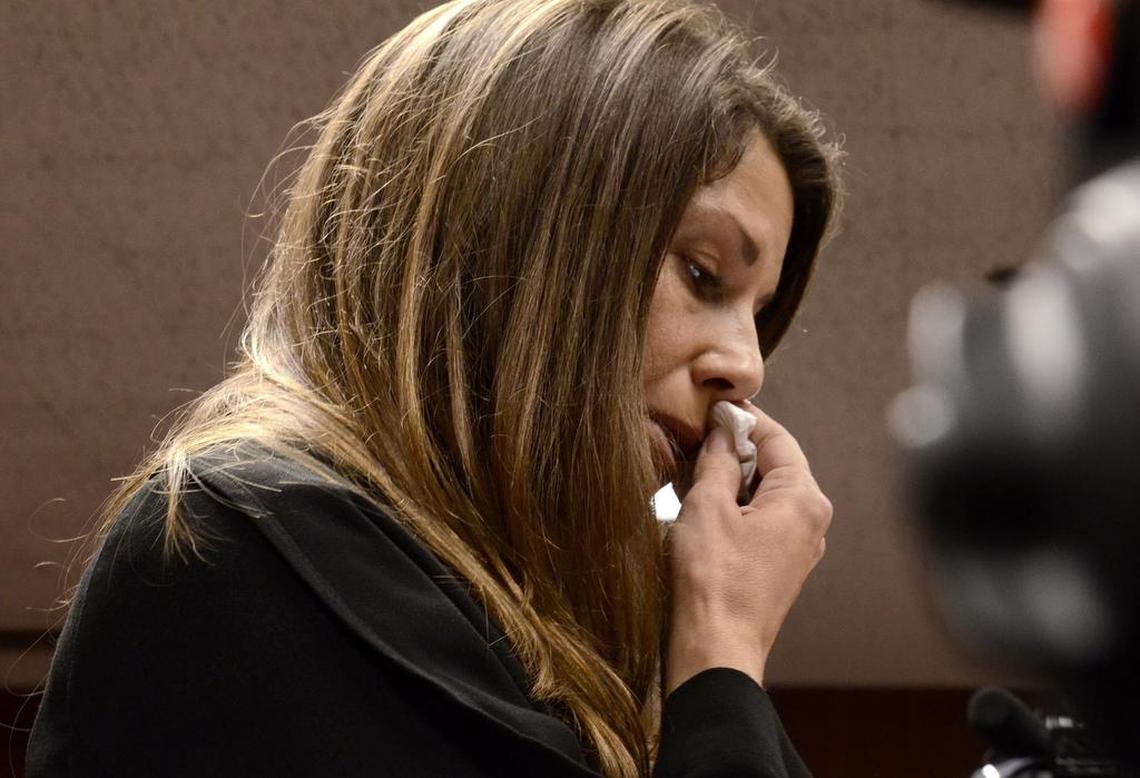 Susan Gladding, wife of Clovis Unified vice principal Gavin Gladding, speaks to the court during the sentencing of Rogelio Alvarez Maravilla on Monday. Alvarez Maravilla was sentenced to three years in prison for the hit-and-run killing.