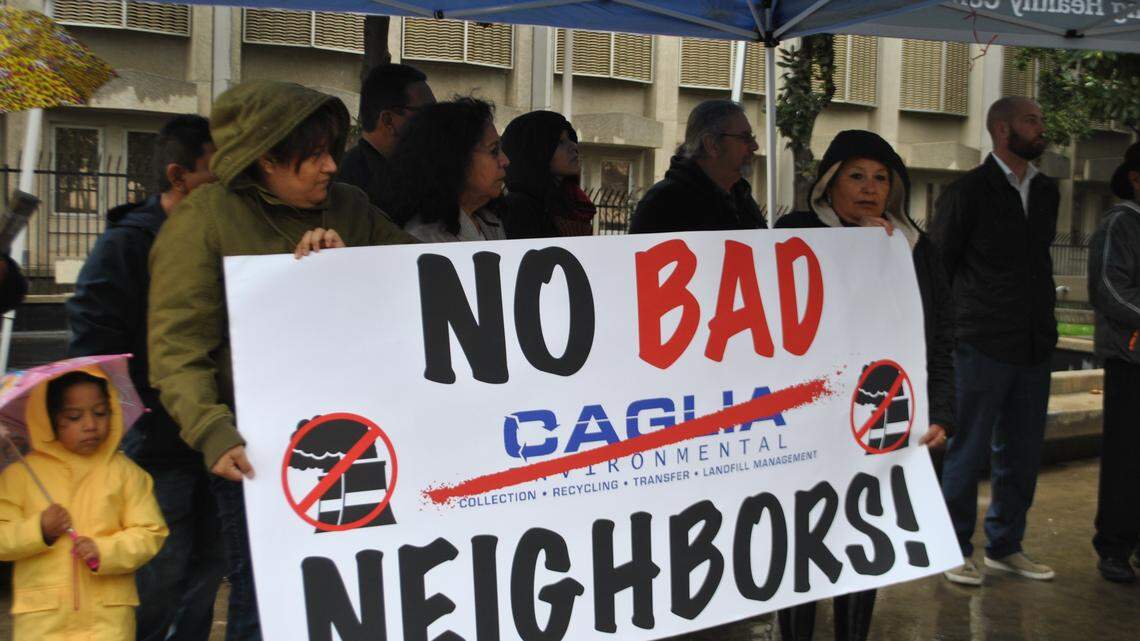 A group of southwest Fresno residents and their advocates gathered Thursday, March 1, in front of the B.F. Sisk Courthouse in downtown Fresno, where they have filed suit to block plans for an industrial park in their neighborhood.