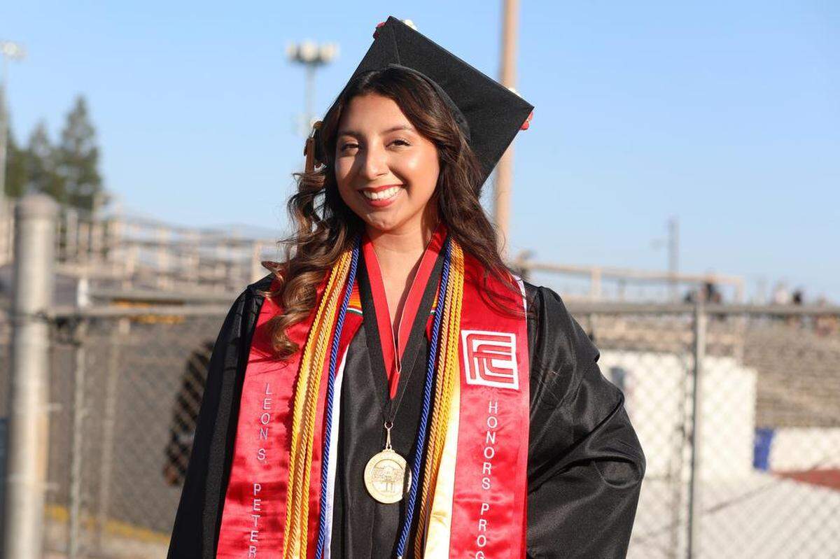 Amarisa González, of Sanger, graduated as the 2023 dean’s medallion from the Fresno City College Math, Science and Engineering Division at the May 19 commencement at the Ratcliffe Stadium.