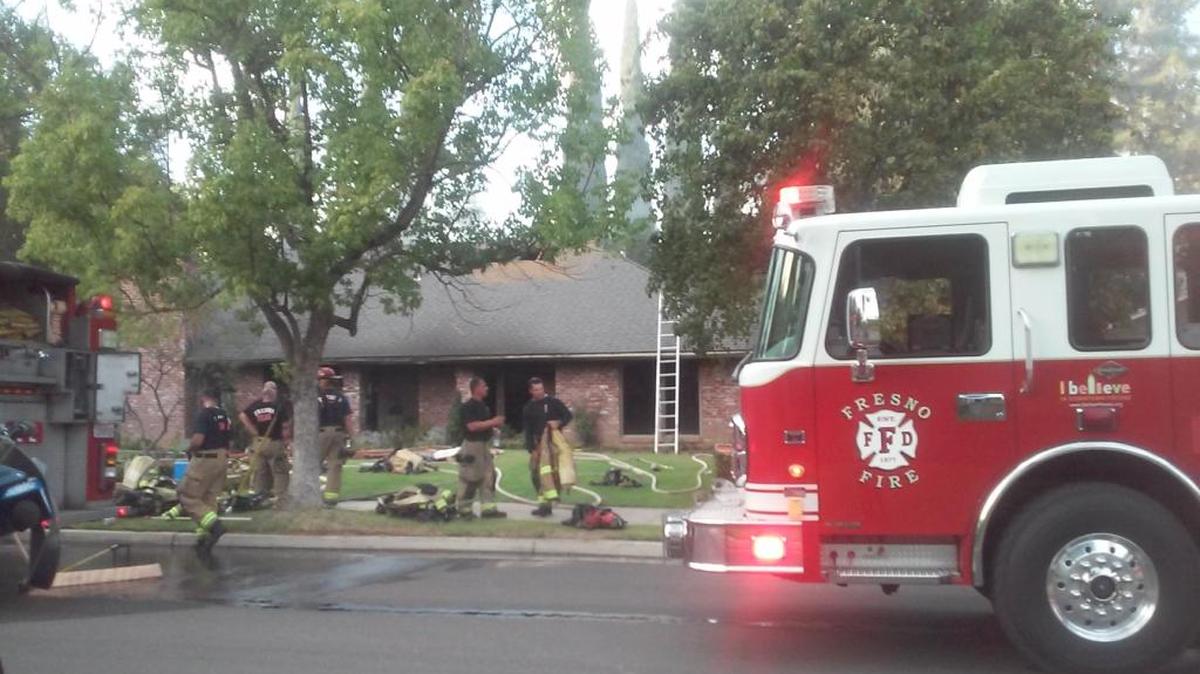
Fire heavily damaged a home on Alluvial Avenue in northwest Fresno on Saturday.
