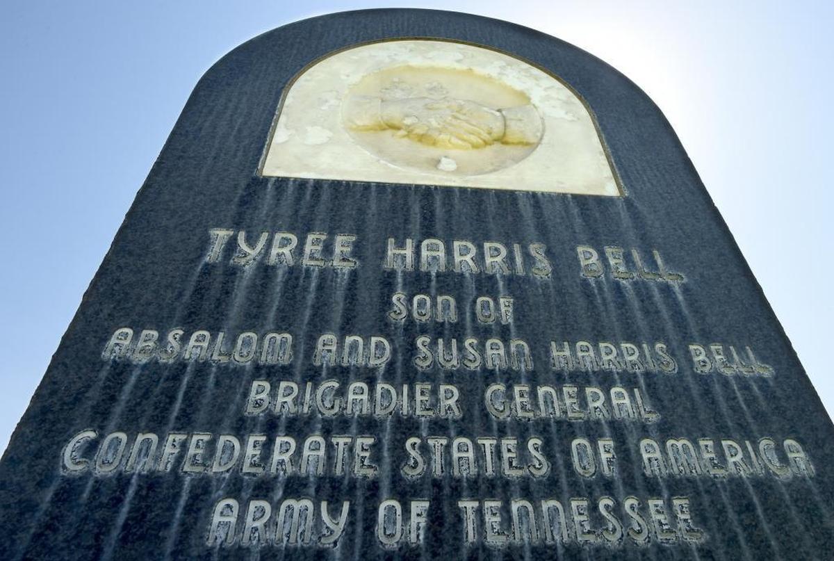 The headstone of Tyree Harris Bell, who served as a Confederate Army brigadier general in the Civil War, at the Bethel Cemetery south of Sanger.
