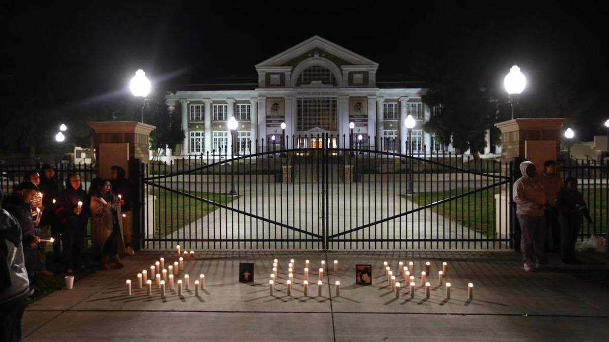 A memorial for Lee Major in front of Fresno High School on Echo Avenue on Sunday, Dec. 15, 2019.