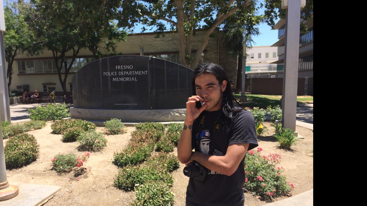 
Army veteran Brian David Sumner, 26, is accused of using chalk to deface a Fresno police memorial in June 2014. He is awaiting a criminal trial in Fresno County Superior Superior Court. If convicted of misdemeanor vandalism, Sumner could face up to a year in jail and/or $1,000 fine. 
