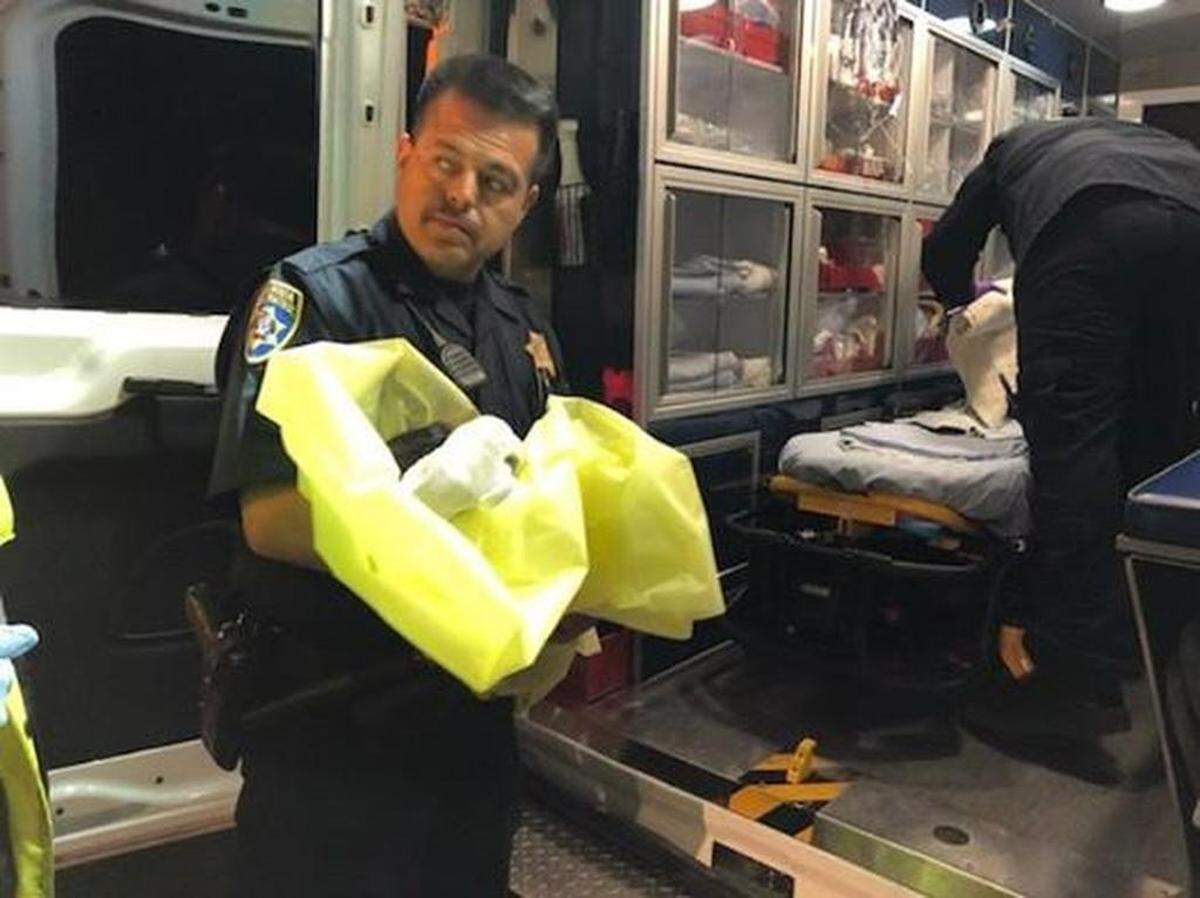 The California Highway Patrol-Central Division posted this picture to its Facebook page of officer Alfred Medina holding the infant girl who was found in Madera Ranchos on Monday, Feb. 11, 2019. The baby was taken to Valley Children’s Hospital for treatment and is doing well, the CHP said in its post.