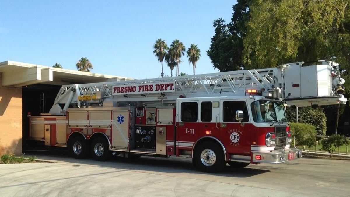 Fresno Fire Department’s Station 11 on Fresno Street north of Barstow Avenue is home to one of the department’s ladder trucks.