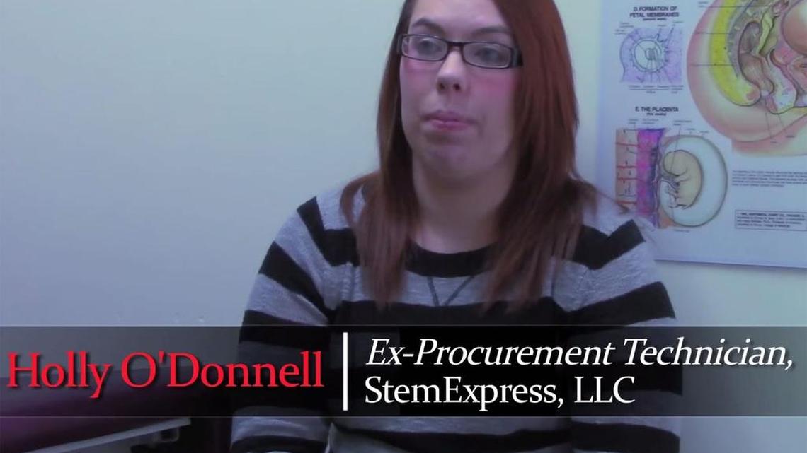 
An image from a video released by Center for Medical Progress shows a woman identified as Holly O’Donnell, who said she was a former blood and tissue technician Planned Parenthood clinics in Fresno and Stockton, and that she took organs from fetuses without always asking the mothers’ consent.
