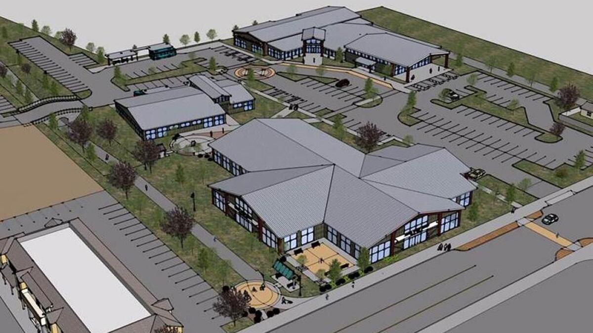 A sketch of the future site of the Clovis senior center, transit hub and Fresno County Public Library on Third Street near Clovis Avenue.