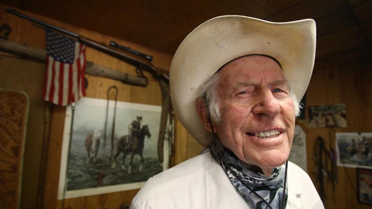 Wilbur Plaugher at his Sanger ranch office in 2012.