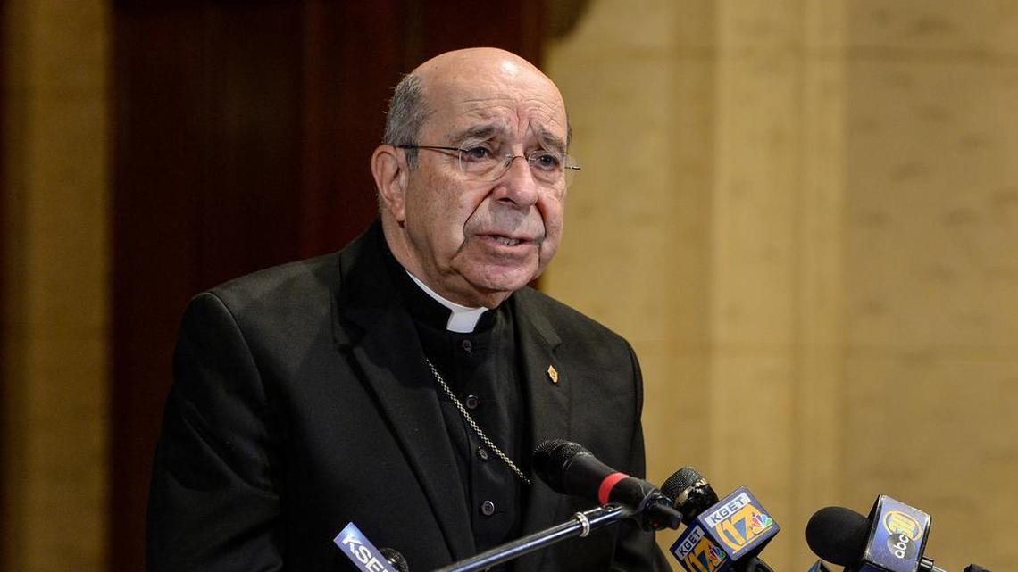 Bishop Armando X. Ochoa of the Diocese of Fresno speaks to the sex scandal in the Catholic Church/Fresno Diocese during a press conference at the Fresno Diocese on Friday, Feb. 1, 2019.