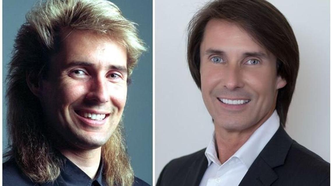 Michael Erin Woody (left) in a 1994 photo when he was a member of the Fresno City Council, and (right) as he appears now on his campaign website running for the 24th Congressional District on the Central Coast.