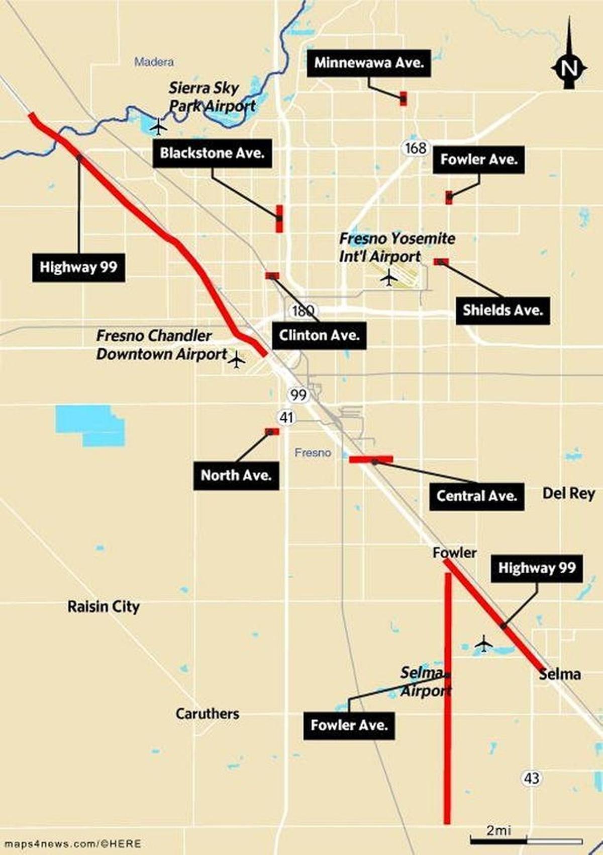 Several road maintenance projects in the Fresno-Clovis area will benefit from a new gas tax that takes effect on Nov. 1.