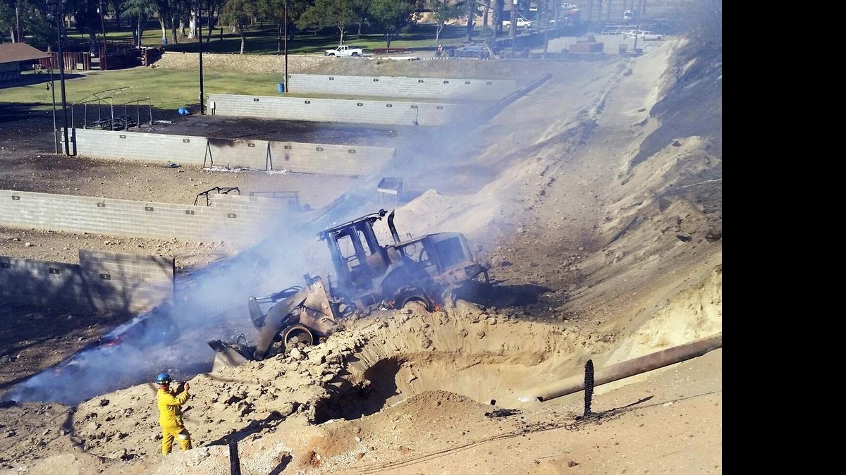 
This Pacific Gas & Electric Co. photo shows the area at the Fresno Sheriff’s Foundation shooting range where the natural gas line exploded last month.
