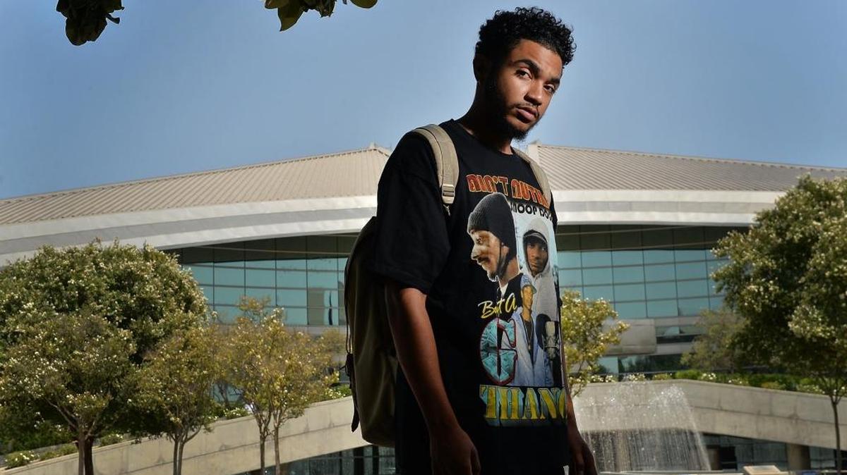 Justice Medina, 20, of Clovis is seen at Fresno City Hall where he’s made two appearances before the City Council to complain about the police department. “I’m trying to figure out how my voice fits in all this,” Medina says.