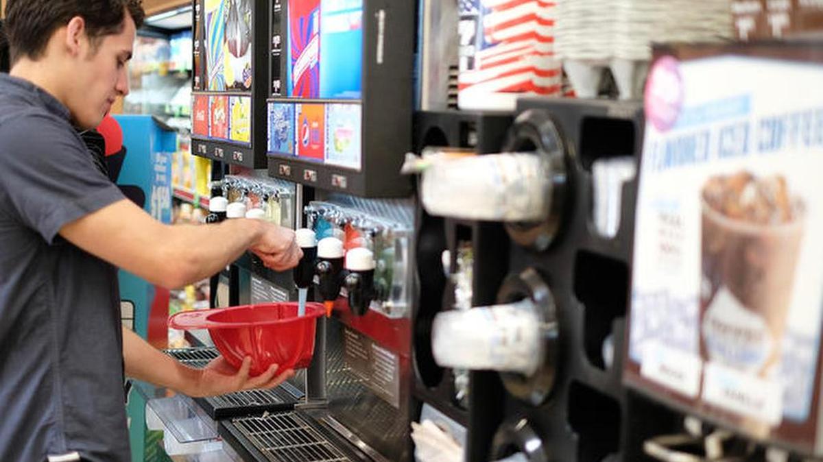 As part of a 7-Eleven promotion, customers can bring their own cup and fill it up with a Slurpee drink for $1.50. The promotion is Friday and Saturday, May 19-20, 2017, from 11 a.m to 7 p.m. at participating stores.