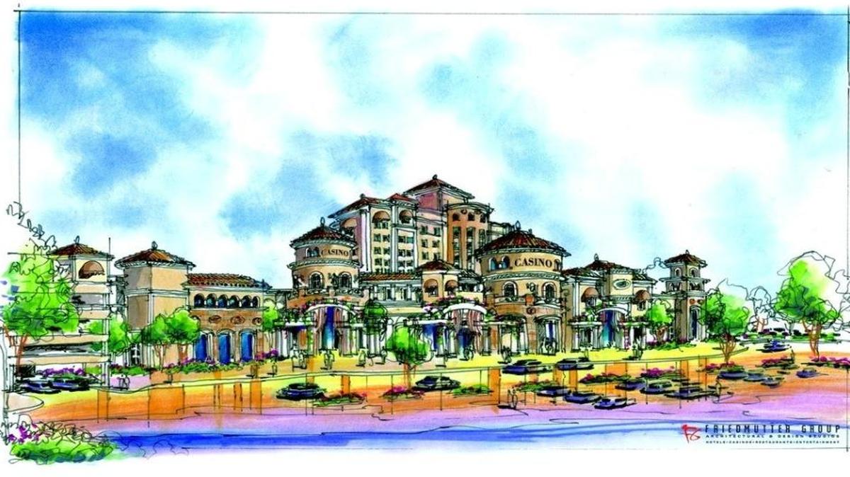 Representación artística de 2005 del propuesto North Fork Rancheria Resort &amp; Casino, al norte de los límites de la ciudad de Madera.