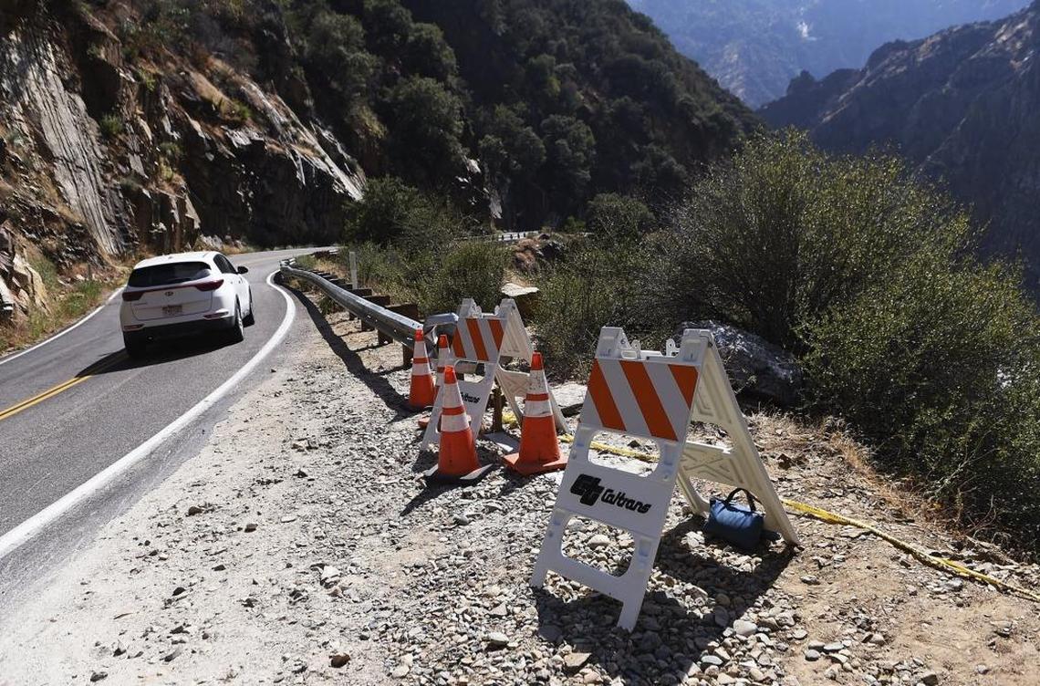 A broken guardrail remains where a rental car believed to be carrying Thai students Thiwadee Saengsuriyarit, 24, and Bhakapon Chairatanathongporn, 28, plunged into the Kings River near Kings Canyon National Park.