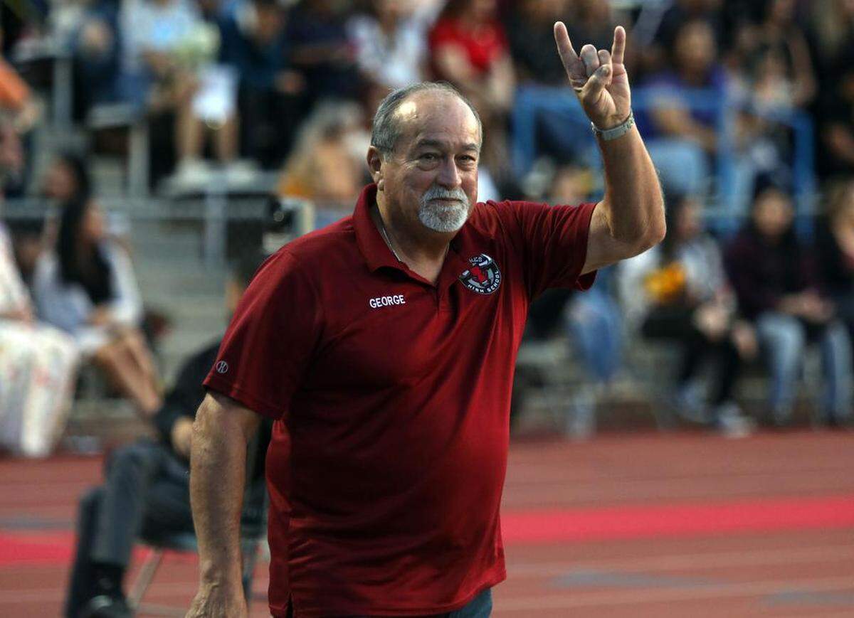 George Torres, whose wife’’s name is on the school, was recognized during the first graduation ceremony for Matilda Torres High School at Madera Memorial Stadium on June 10, 2023.
