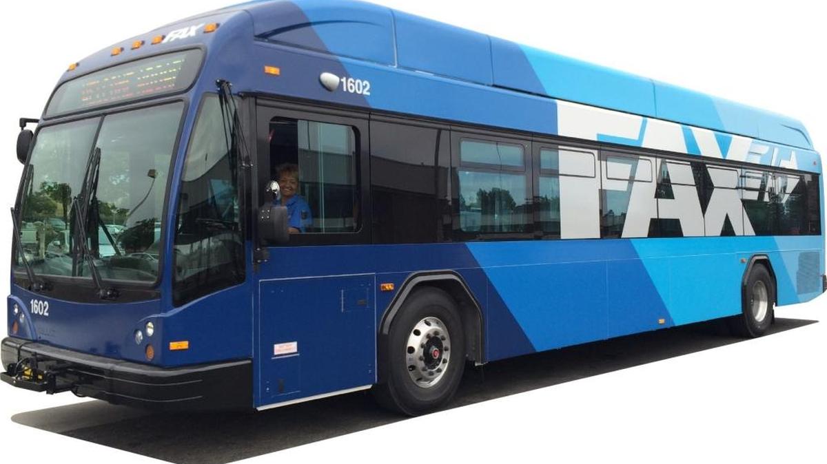 One of Fresno’s new FAX15 buses that will run on 15-minute intervals on Shaw and Cedar avenues on weekdays starting on Monday.