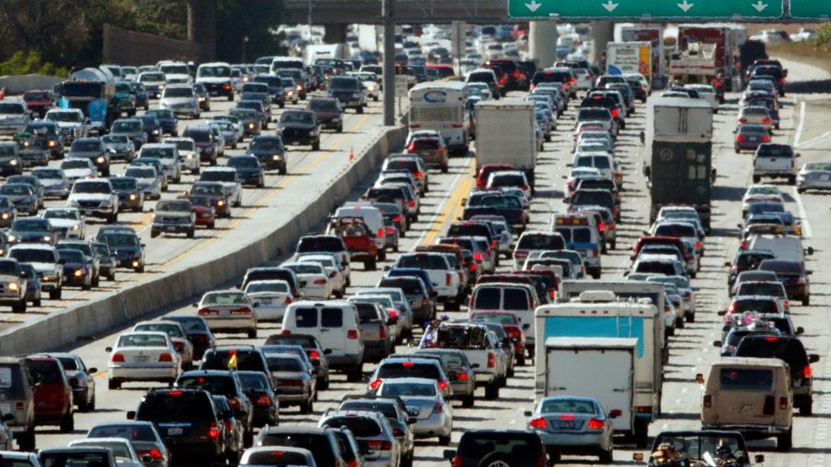 In this May 28, 2010 file photo, the rush hour commute starts in early afternoon and with greater intensity as traffic is jammed in both directions on Interstate 405 on the Westside of Los Angeles as commuters and Memorial Day vacationers hit the road. Its going to be another busy Memorial Day weekend on the nations highways.