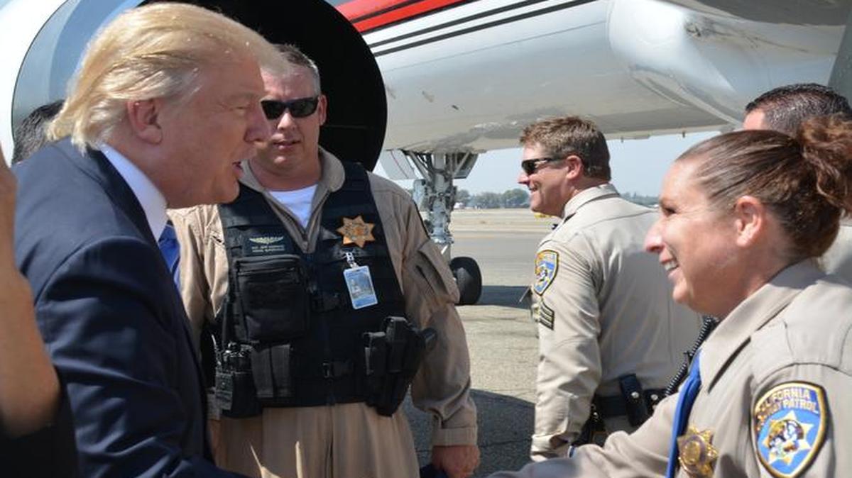 CHP Officer Traci Gallian meeting Donald Trump at an event before he was elected president.