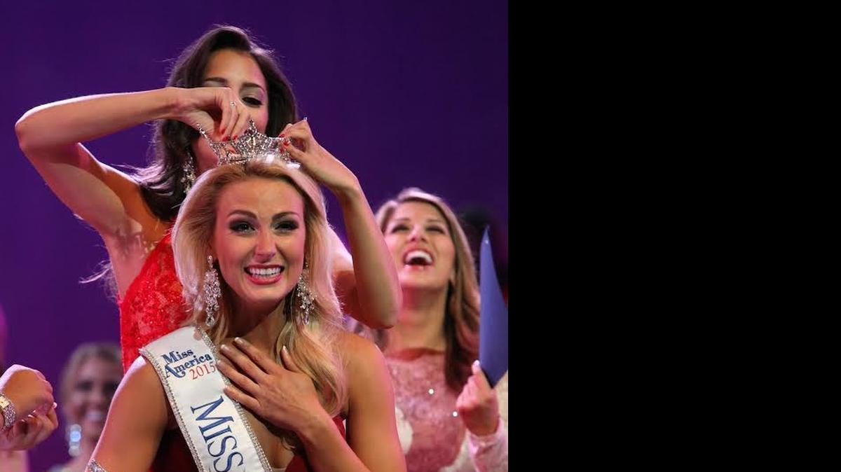 
Miss Orange Coast Bree Morse, 23, is crowned Miss California 2015 by 2014 Miss California Marina Inserra on Saturday night at the Saroyan Theatre.
