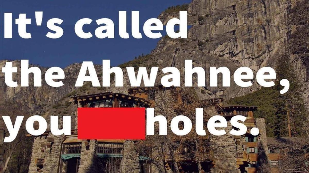 The original version of Will Etling’s “majesticyosemitehotel.net” web page earlier this year (censored here) left little doubt how he felt about the Ahwahnee Hotel’s name change to the Majestic Yosemite Hotel because of a trademark dispute.