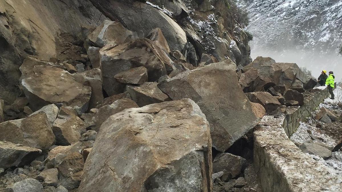 Huge boulders that crashed onto a stretch of Highway 140 inside Yosemite National Park early Thursday leave the road impassable. The road is closed while park rangers and road crews assess the situation. There is no estimated time for reopening.