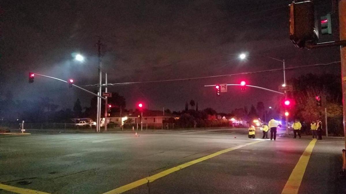 A pedestrian was hit by a vehicle and died after crossing the street at Barstow and Fowler avenues on Thursday, Dec. 8, 2016.