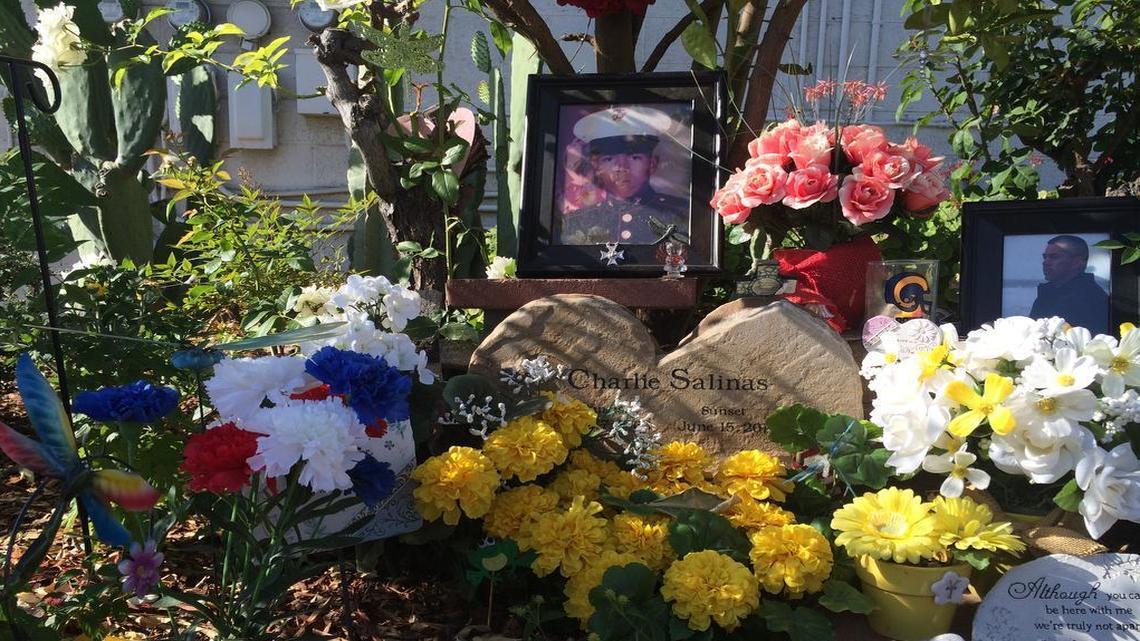
The family of Charles “Charlie” Salinas built a memorial for him in a flower garden where he was killed by Sanger police on June 15, 2012. 
