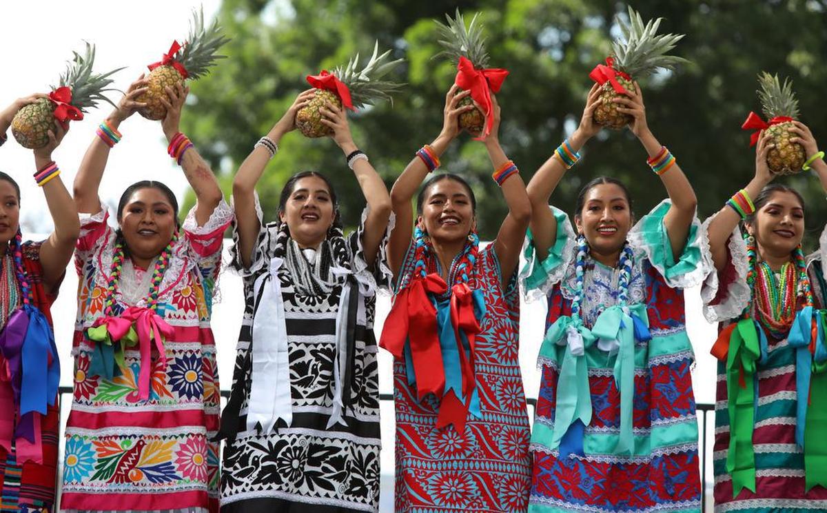 The group Ballet Folklórico Nueva Antequera performs during the Guelaguetza in Fresno in 2019. California is home to about 350,000 Indigenous Oaxacans, who are primarily concentrated in the Central Valley and the southern portion of the state.