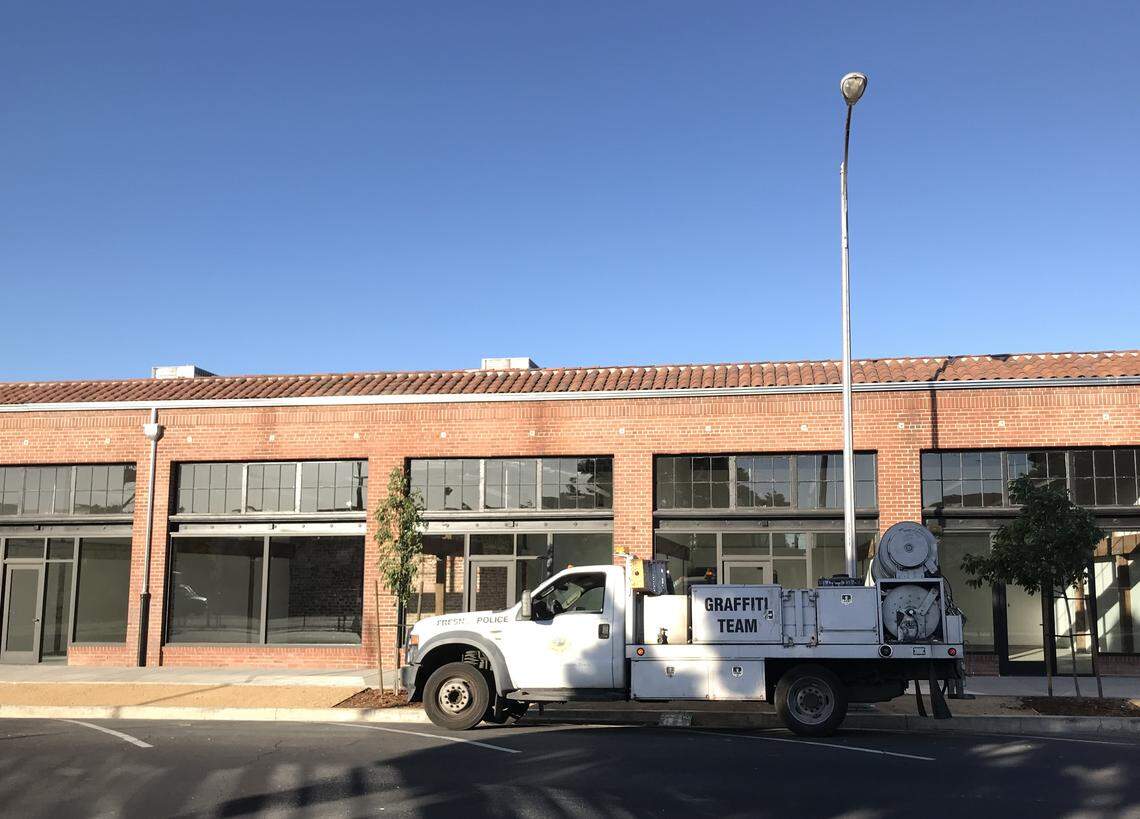 A crew from the city's Graffiti Team removed 52 pieces of graffiti in the Cultural Arts District of downtown.