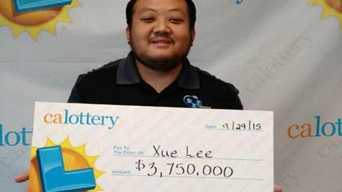 
Xue Lee celebrates his California Lottery winnings.
