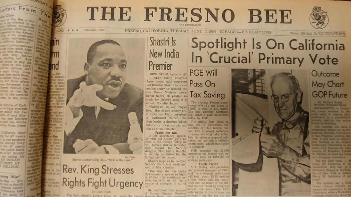 The Rev. Martin Luther King Jr.’s time in Fresno was front-page news on June 2, 1964