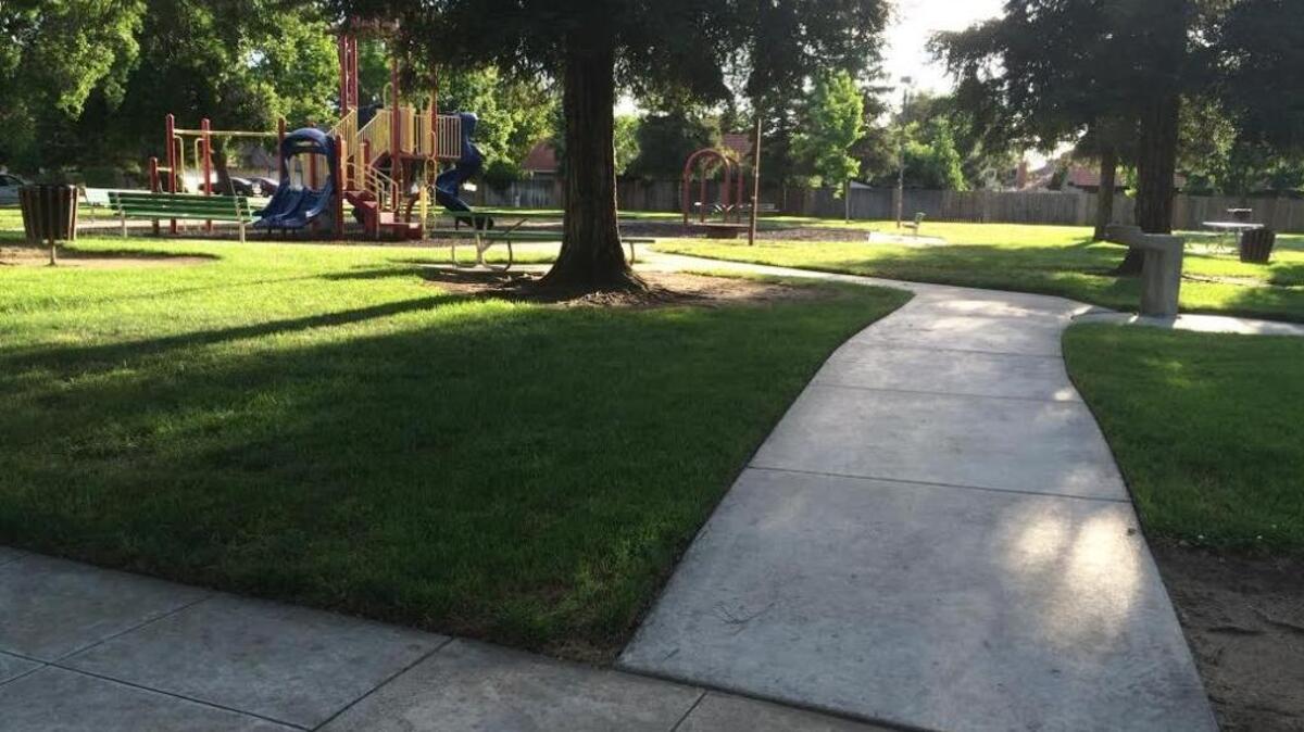 A Clovis park at Holly and Mitchell avenues is in a landscape district where maintenance rate hikes were rejected. It will mean longer intervals between park visits by workers.
