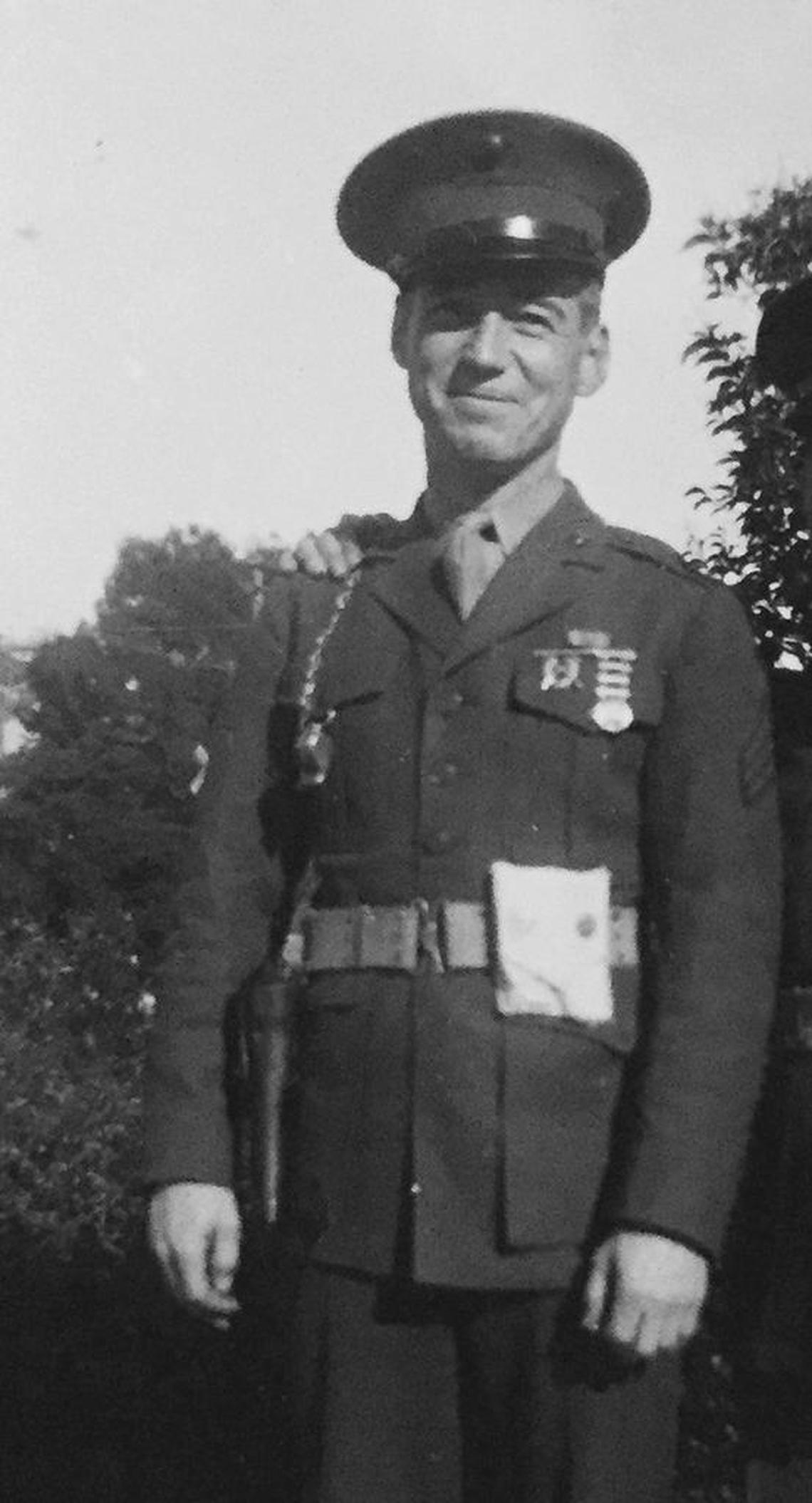 George Vandersluis pictured in uniform in the 1940s. The World War II veteran served in the Marine Corps from 1940 to 1946.