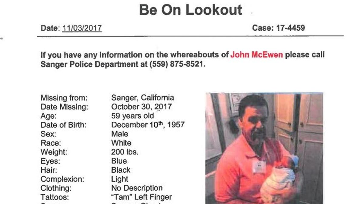 John McEwen, 59, went missing after leaving Sanger for work in the Bay Area on Oct. 30.