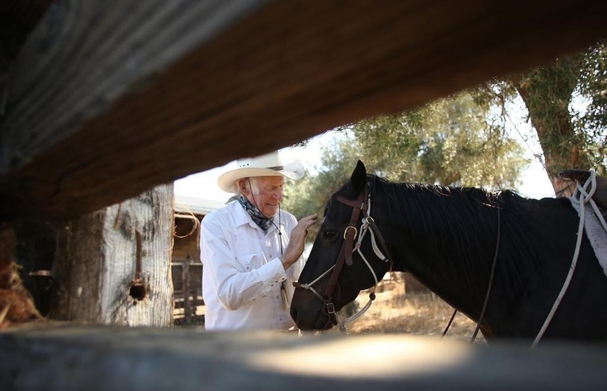 Wilbur Plaugher at his Sanger ranch in 2012.